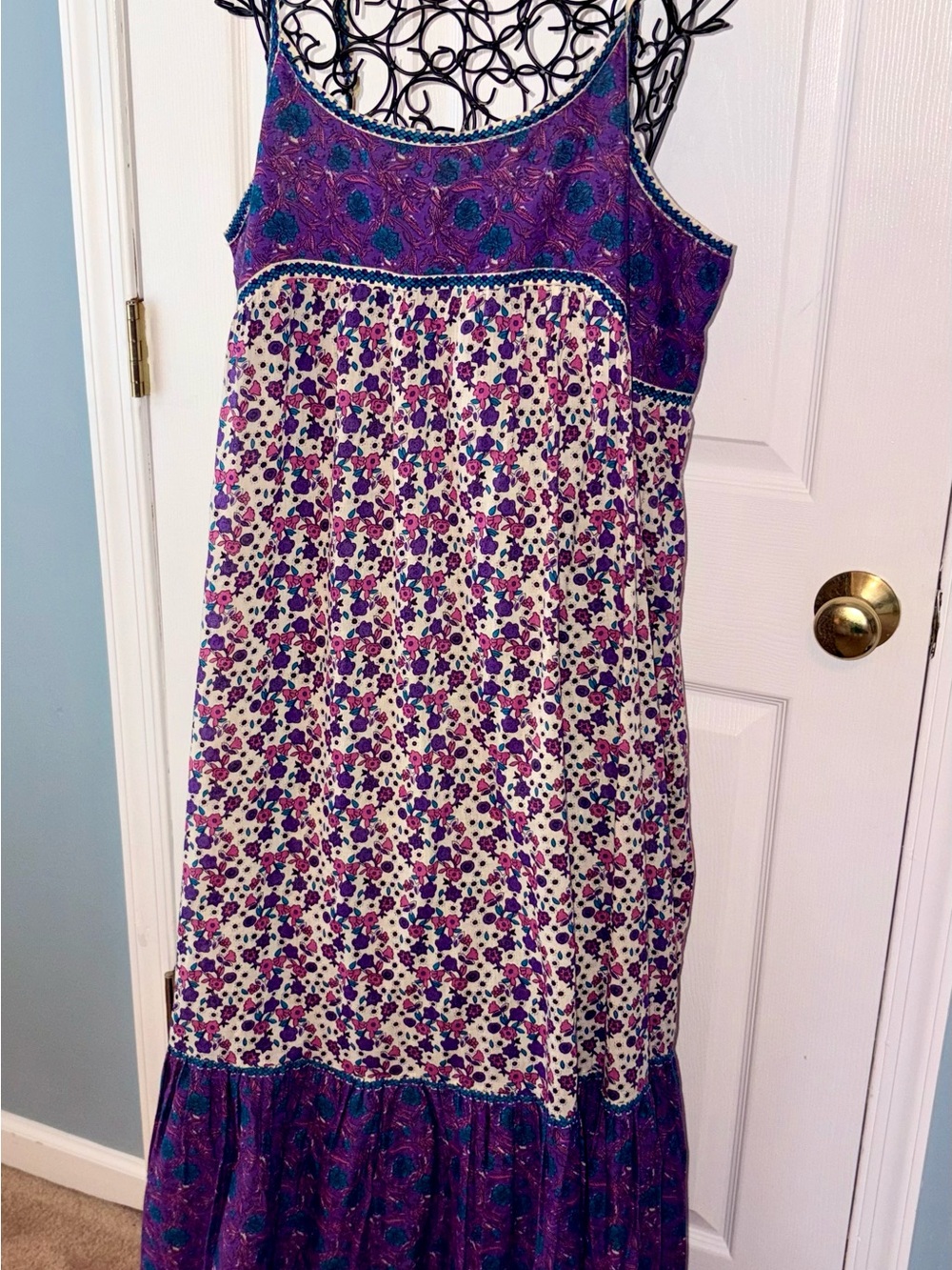 Natural Life Bohemian Floral Maxi Dress in Purple and Cream - Picture 2 of 8